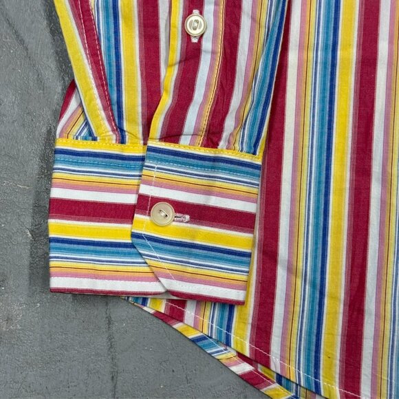Galvanni Slim Fit Colorful Striped Button Down Shirt Medium - Picture 3 of 9